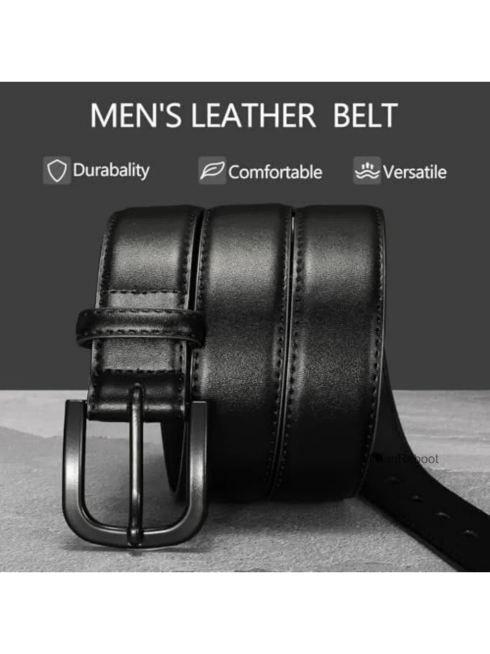 Men's Metal Free Faux Leather Belt TSA Approved Hypoallergenic Buckle